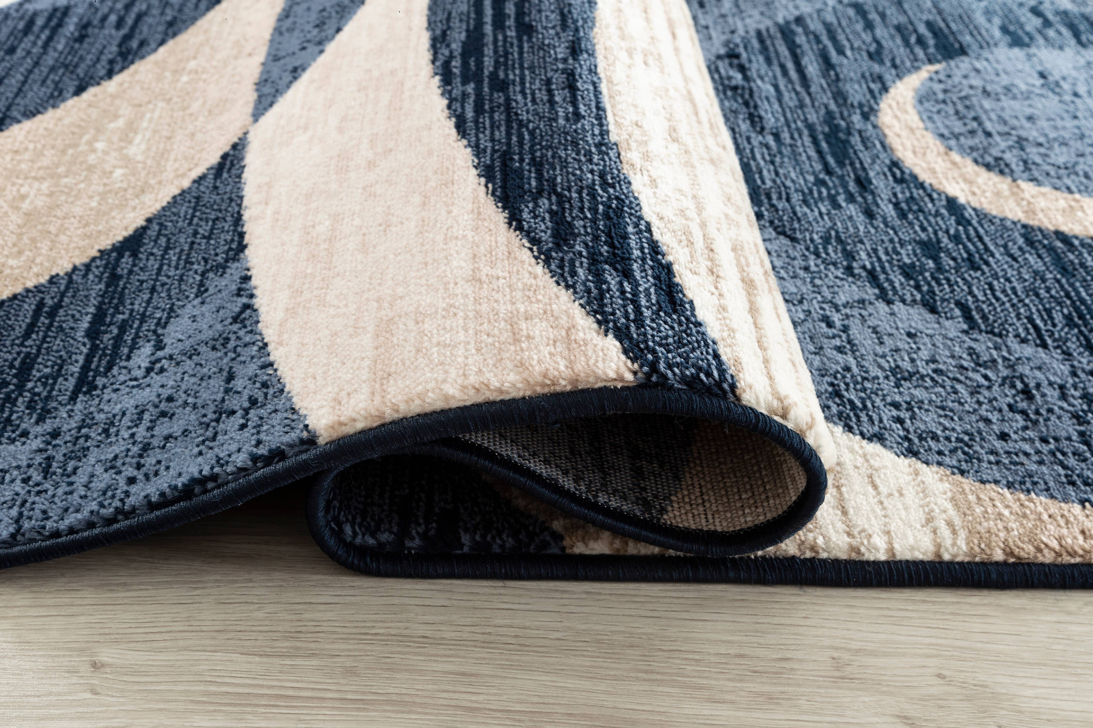 Romance Collection Rugs Blue Cream Swirls Design Premium Soft Area Rug