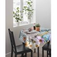 thumbnail image 4 of Happy Easter Suqare Tablecloth - 60 x 60 Inch, Spring Grey Bunny Colorful Eggs Flower Blue Waterproof & StainResistant Tablecloth, Washable Oil-proof Table Cover for Dining/Party/Wedding/Buffet, 4 of 9