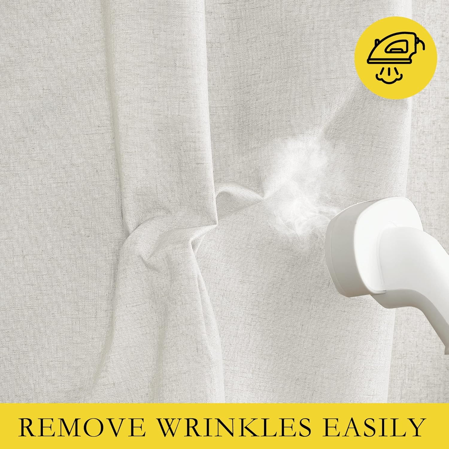 NICETOWN Blackout Linen Curtains Privacy Thermal Insulated Noise Reducing Drapes, W52 x L84, Set of 2, Ivory