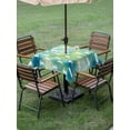 thumbnail image 3 of Easter Rabbit Silhouette Outdoor Tablecloth - 60x60 Inch Square Dining Table Cover, Spring Bunny Blue Green Ombre Waterproof Outdoor Table Cloth with Umbrella Hole & Zipper for Picnic/Patio/Party, 3 of 7