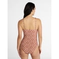 thumbnail image 3 of Time and Tru Women's and Women's Plus Shell Stitch Plunge One-Piece Swimsuit, Sizes XS-3X, 3 of 5