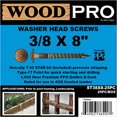 thumbnail image 3 of WoodPro Fasteners ST38X8-25PC Tornillos para madera exterior con cabeza de arandela redonda de 3/8 pulgadas por 8 pulgadas de largo, paquete de 25 unidades, color dorado, 3 of 3
