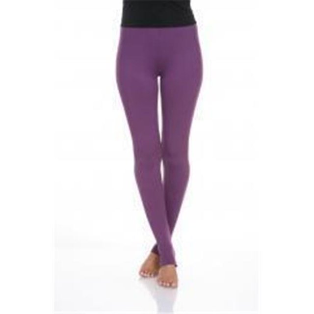 White Mark Cotton Solid Leggings- 201-Purple - Small