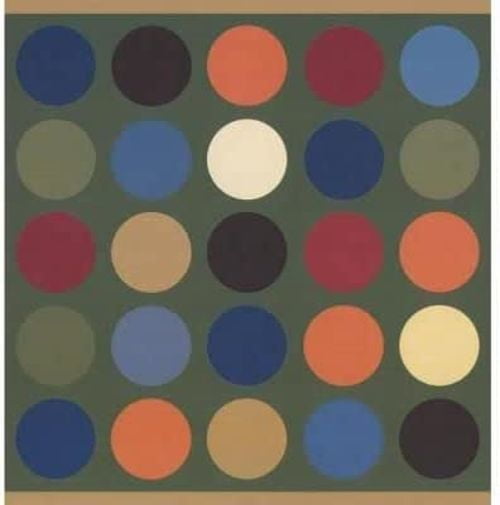 Concord Wallcoverings Wallpaper Border Geometric Pattern Circles Spots for Girls Boys Room, Green Blue Navy White Orange Mustard Asparagus, 9 Inches by 15 Feet WK9384B