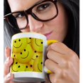 thumbnail image 2 of 3drose, Print of Yellow Smiling Face Toss Pattern, 11oz Two-tone Yellow Mug, 2 of 6