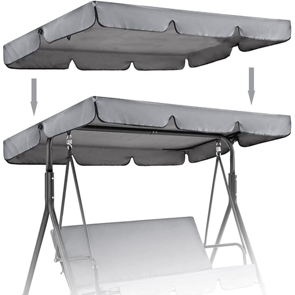 Patio Canopy Swing Cover Replacement Canopy for Swing Seat 2 & 3 Seater Swing Chair Canopy Cover Anti-UV/Waterproof Hammock Cover Top for Outdoor Garden Patio(Color:Grey,195*125*15cm)