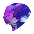 thumbnail image 6 of Naloa Swirl Print Blue Purple1 Soft Beanie Hat, Knit Beanie Daily Beanie in Fine Knit for Women Men Winter Travel, Outdoor, 6 of 7