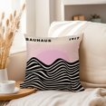 thumbnail image 3 of Ethan Taylor Abstract Throw Pillow Soft Cushion Cover 'Pink Bauhaus Waves & Sun Patterns Waves' Bohemian Pattern Decorative Square Accent Pillow Case, 20x20 Inches, Pink, Black, 3 of 5
