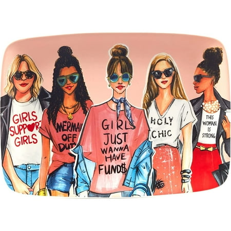 

QHinTIME Girlfriends Rectangular Platter 14.2 X 10.5 Multicolored