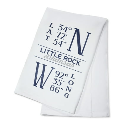 Little Rock, Arkansas - Latitude & Longitude (Blue) - Lantern Press Artwork (100% Cotton Kitchen