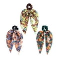 thumbnail image 3 of 3PCS Floral Print Hair Scarf Scrunchies - Elastic Long-tail Ponytail Holders and Hair Accessories for Women, Wedding/Birthday/Bridal Party, 3 of 7