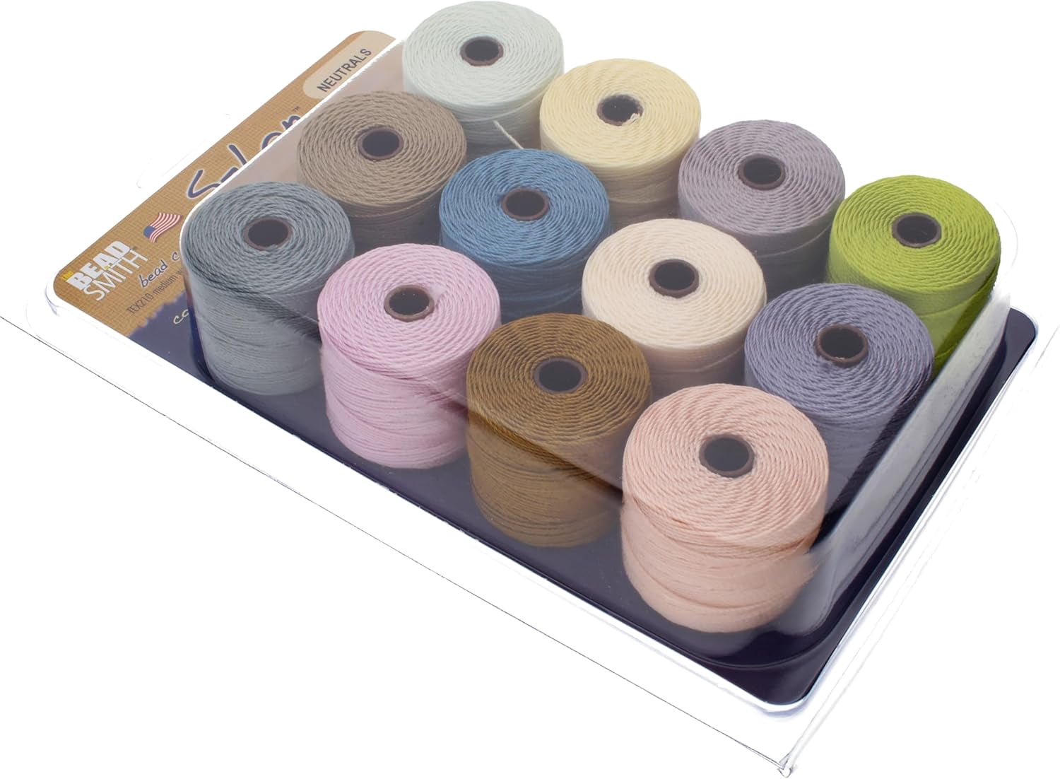 The Beadsmith S-Lon Bead Cord – .5 mm Nylon Cord, 12-Pack, Neutrals Mix, TEX210, 77 Yards