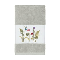 Authentic Hotel and Spa  Grey Turkish Cotton Wildflowers Embroidered Hand Towel