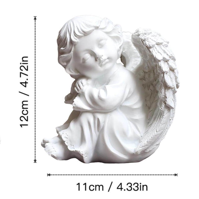 VONKY Resin White Angel Statue Desktop Decor Collection Window Props Christmas lean knee left think