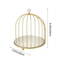thumbnail image 3 of Meitianfacai Gold Wrought Iron Single Tier Birdcage Stand, Multi-Purpose Cake Tray and Cosmetic Display Rack with Glass Top, Elegant Kitchen and Bathroom Organizer, 3 of 6
