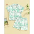 thumbnail image 2 of Satin Pajama Set for Kid Baby Girl Boy Button-up Tops Shorts Sleepwear Nightwear Loungewear Outfits, 2 of 9