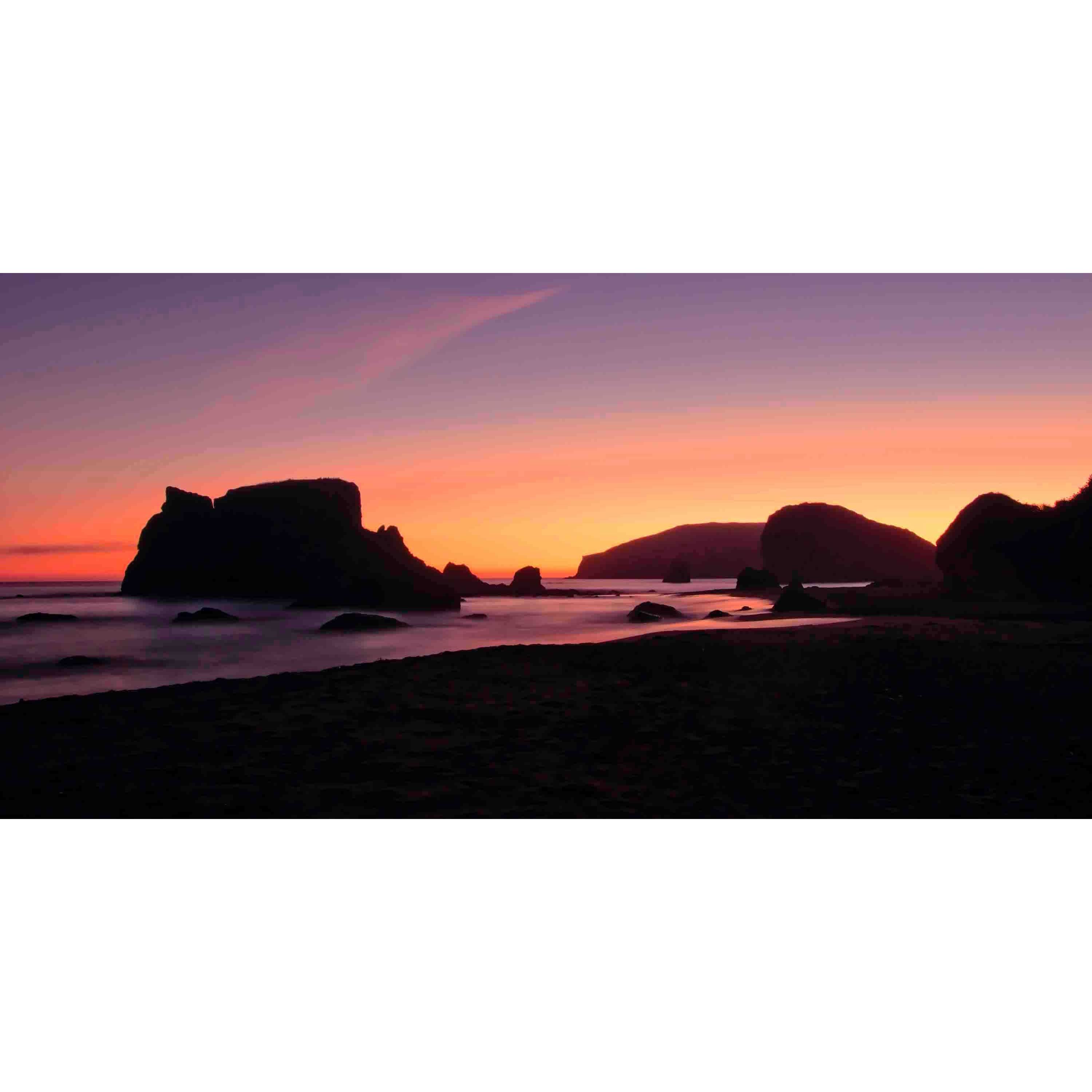 MARMONT HILL  - Oregon Coast Silhouette Painting Print on Canvas - Multi-Color 36 x 18