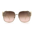 thumbnail image 3 of Luxury Womens Heavy Rhinestone Bling Rectangle Butterfly Metal Sunglasses Gold - Brown Pink, 3 of 8