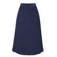 thumbnail image 3 of DuoJiaJ Women's Midi Skirt Elastic High Waist Pleated Skirt Knee Length Swing A-Line Casual Flowy Skirts Blue XL, 3 of 3