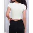 thumbnail image 4 of HOWCOME Women's Short Sleeve Y2K Baby Tee Cute Crop Top White Fitted Crewneck Cropped T Shirt Large White, 4 of 6