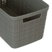 Curver Jute Narrow Gray Plastic Decorative Storage Basket, 13.6 in x 6.7 in x 5.7 in