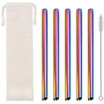 thumbnail image 1 of 5 Pcs Pailles en Métal Réutilisables avec 1 Brosse, Grandes Pailles Droites Colorées, Paille en Acier Inoxydable Recyclée pour Gobelet Rumbler Boisson Froide, Pailles pour Maison Bar Boutique de Boissons (Rose), 1 of 6
