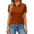 thumbnail image 3 of Women's Short Sleeve Collared Polo Shirts Cotton Quick Dry Tennis Tops Lightweight Breathable Summer Casual Shirts, #01 Vermilion, L, 3 of 6