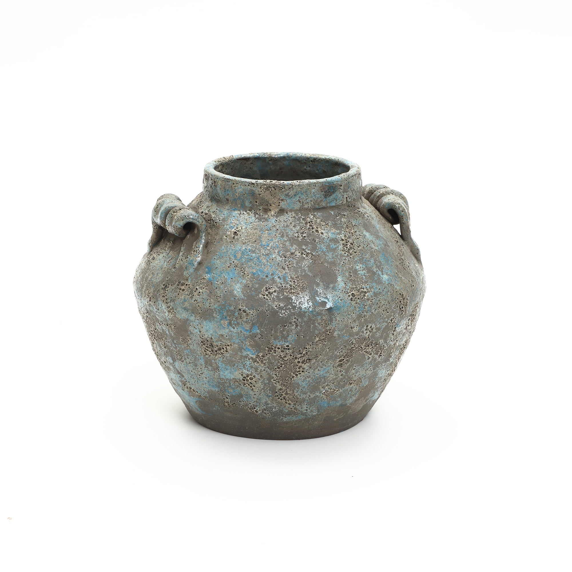 Blue Rose Polish Pottery Vase - Green Desert Oasis Hand-Painted Ceramic Vase, 6 Inches Tall