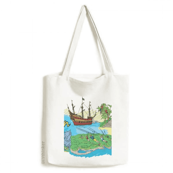 Cancun Mexico Island Mayan Temple Tote Canvas Bag Shopping Satchel Casual Handbag