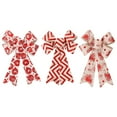 thumbnail image 2 of Vikakiooze 2022 25cm Christmas Bow Large Snowflake Stripe Print Linen Bow Christmas Decorations, 2 of 3