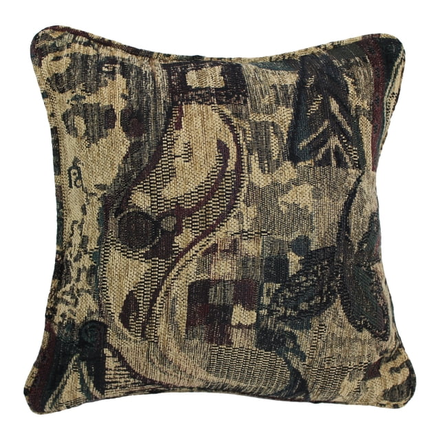 18-inch Double-corded Square Patterned Jacquard Chenille Throw PIllow with Insert - Antiquity