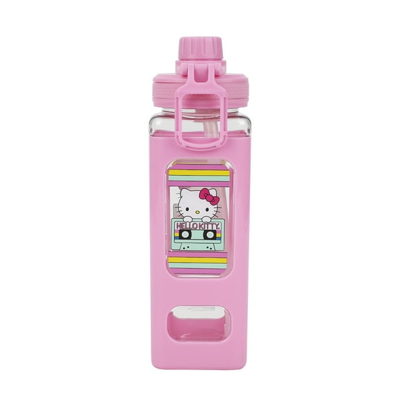 Hello Kitty Cassette Tape 24 Oz Pink Plastic Water Bottle