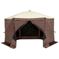 thumbnail image 3 of Pop Up Gazebo Tent, Pop-Up Screen Tent 6 Sided Canopy Sun Shelter with 6 Removable Privacy Wind Cloths & Mesh Windows, 12.5x12.5FT Quick Set Screen Tent with Mosquito Netting, Brown, 3 of 9