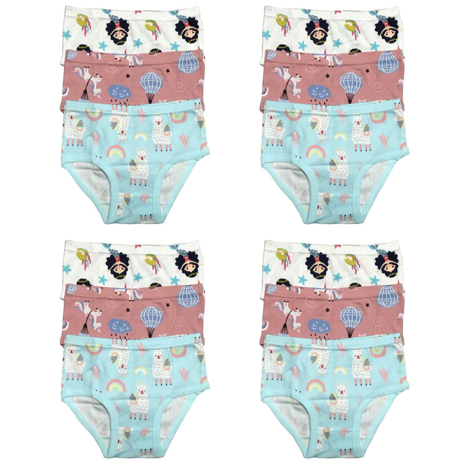 12 Pack Toddler Little Girls Kids Cotton Briefs Underwear, Hipster