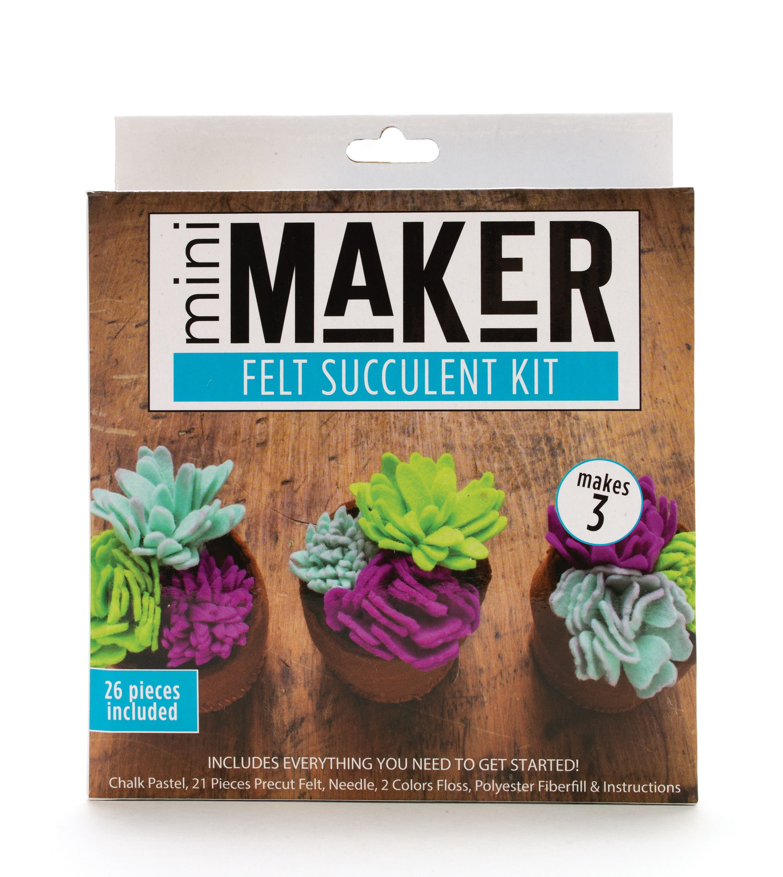 Leisure Arts Mini Maker Felt Succulent Kit, 26 Piece