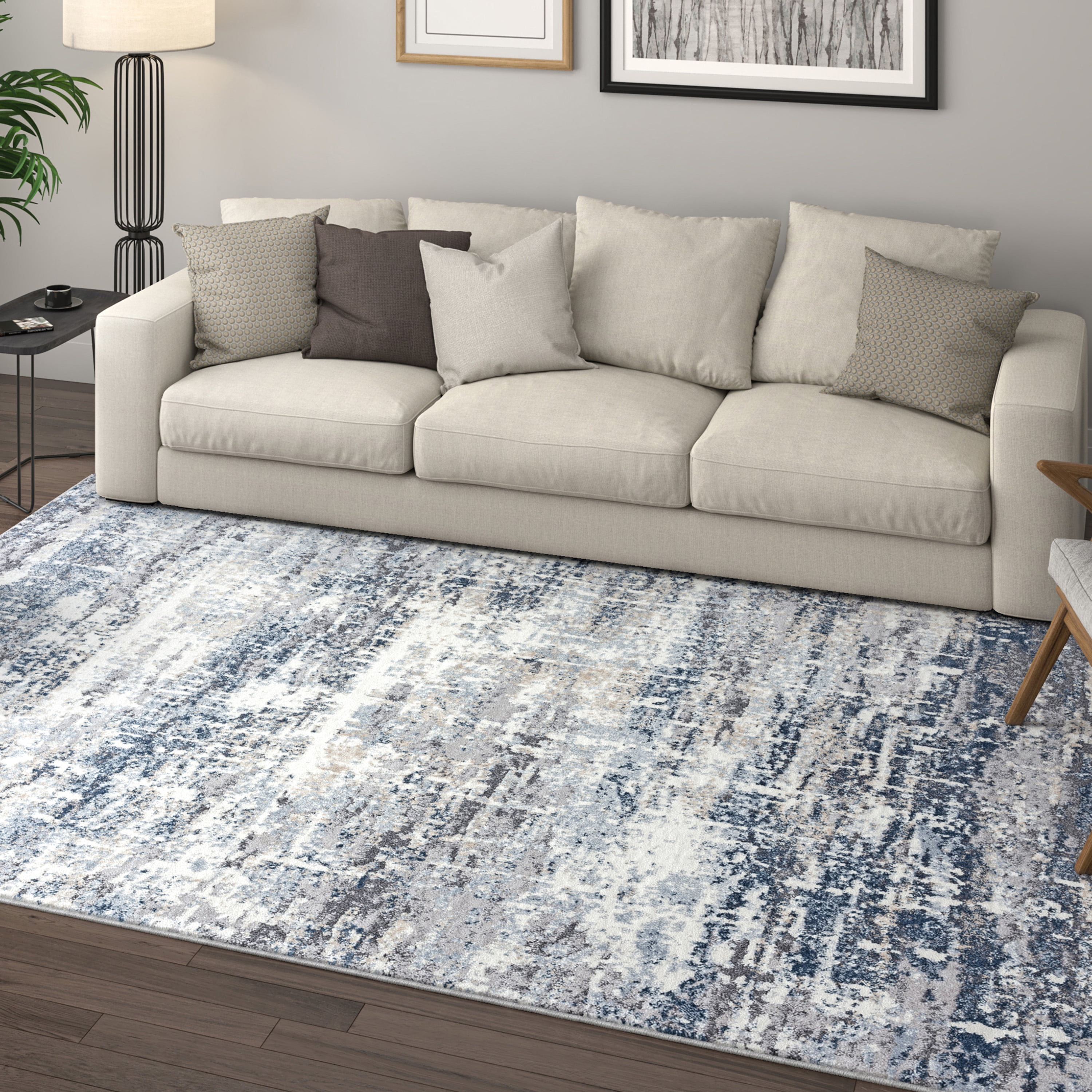 Contemporary 2x3 Area Rug (2' x 2'11'') Abstract Blue, Gray Indoor Scatter Easy to Clean