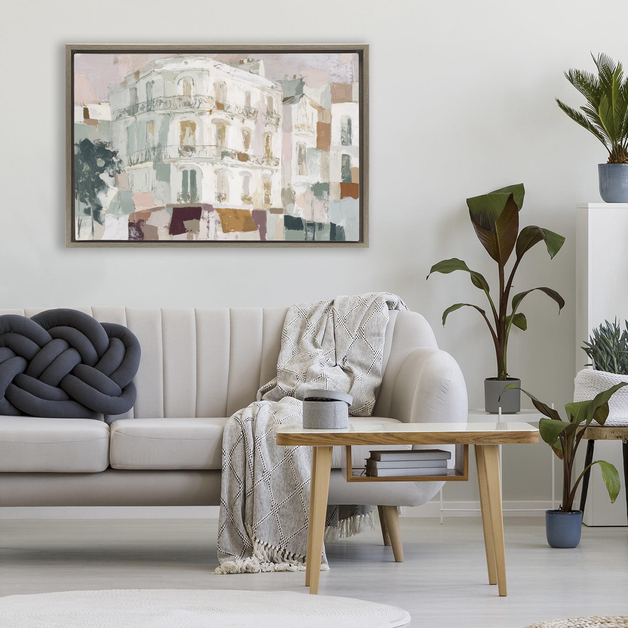 Stupell Industries Barcelona Street Corner Brown Framed Floater Canvas Wall Art, design by Chromatic Storm Studio