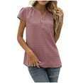 thumbnail image 1 of Yuyuzo Chiffon Tops ForWomen Notch V Neck Puff Short Sleeve Solid Color Flowy Breathable Tunic Tops, 1 of 4