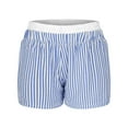 thumbnail image 6 of BiZtdJrK Womens Striped Boxer Shorts Comfy Breathable Pajama Shorts Elastic Waisted Baggy Casual Summer Shorts with Pockets Light Blue S, 6 of 8
