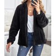 thumbnail image 4 of Women's Black Zip Up Sherpa Coat with Pocket, 4 of 13
