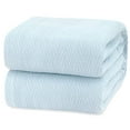 thumbnail image 4 of White Classic Luxury Thermal Blankets, Waffle Blanket Wave Design, Lightweight Blanket, Light Blue Cotton Thermal Blanket King Size, Breathable Blanket King, Sky Blue, 4 of 8
