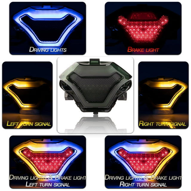 TFixolMotorcycle Brake Light Tail Lamp with LED Turn Signals Replacement for Yamaha YZF R3 R25 Y15ZR MT07 FZ07 LC150