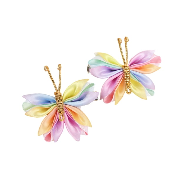 2 x Pinzas para el cabello con forma de mariposa Pinzas para el cabello con forma de mariposa Portátiles Versátiles Cabello rizado Cabello Amarillo violeta satinado