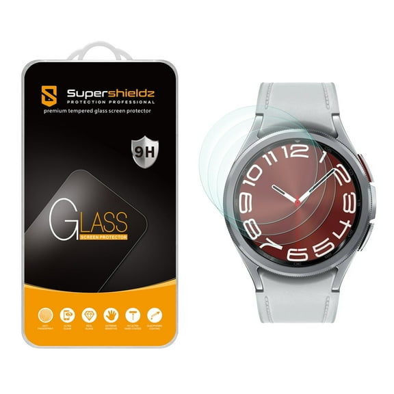 (3 Pack) Supershieldz Designed for Samsung Galaxy Watch 6 Classic (47mm) Tempered Glass Screen Protector, Anti Scratch, Bubble Free
