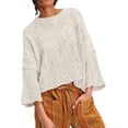 thumbnail image 2 of Beige Womens Tops Womens Cropped Sweaters Oversized Cable Knit Crewneck Long Sleeve Pullover Trendy Casual Loose Sweater Tops Fall Outfits for Women 2025, 2 of 5