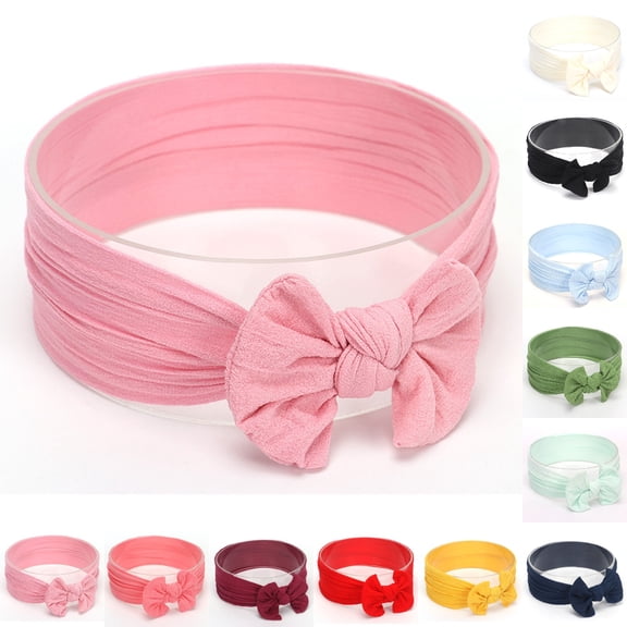 Bmisegm Baby Girl Headbands Solid Nylon Bowknot Cute Headband for Toddler Girls Hair Scarf 0-2 Pink,One Size