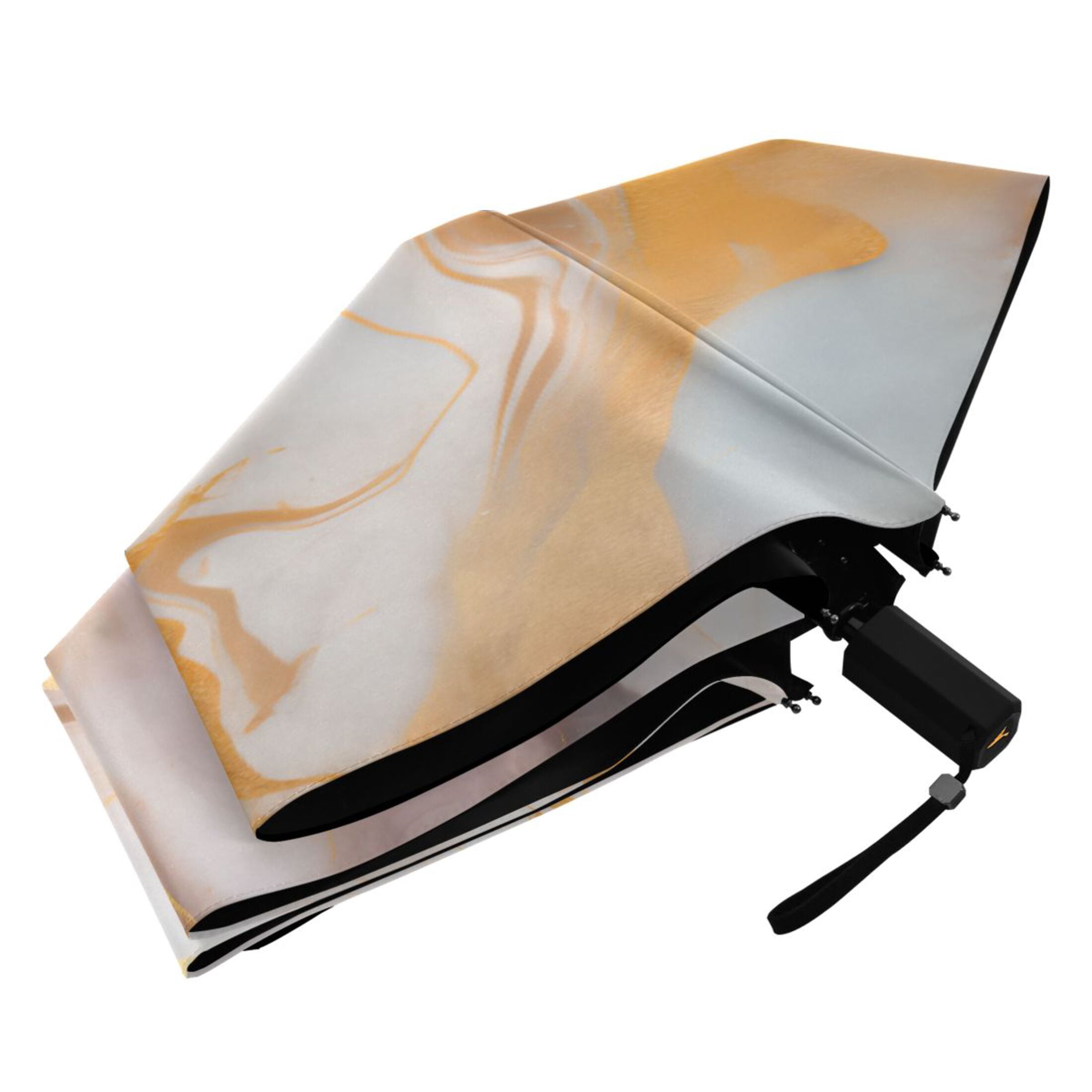 Turquoise Pink Gold Marble Compact Sun Umbrella Windproof Travel Umbrellas for Rain Strong Portable UV Protection