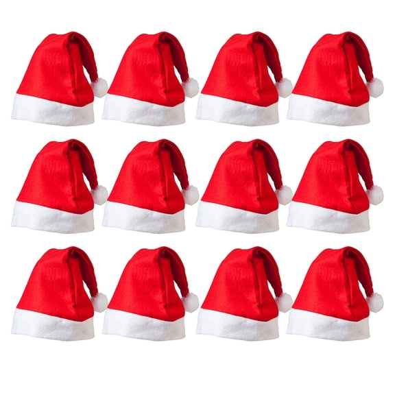 Stuffed Santa Hat 12 Pack Adult Headpiece Party Supplies Festive Holiday Event Decoration 12PCS