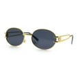 thumbnail image 5 of 90s Retro Luxury Bicycle Chain Metal Jewel Arm Oval Round Sunglasses Yellow Gold - Black, 5 of 8