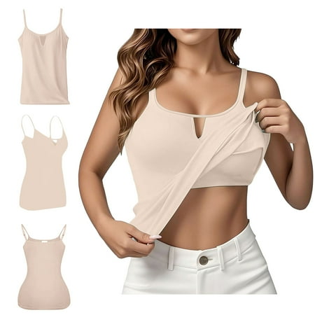 Clearance! Hassda Womens Camisole Tank Tops Plus Size Tank Tops For Women Women s Summer Tops 2025 Tank Top Yoga Gym Sleeveless Camisole Sexy Plus Size Underwear With Chest S 6XL Beige S-6XL